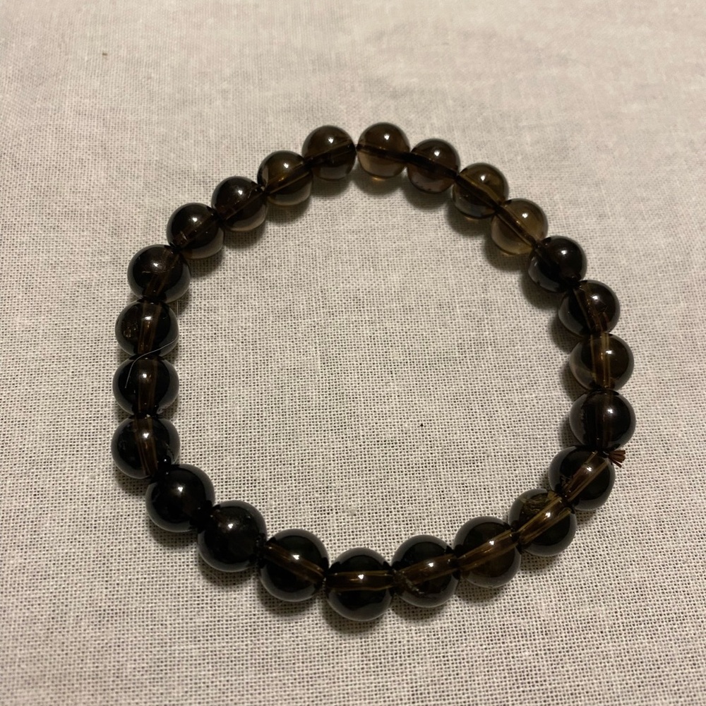 Smoky Quartz Beaded Bracelet. Stretchy.  Size 7 inches.  New.  No tags.